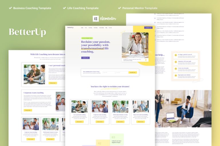 BetterUp – Business Coaching & Mentor Elementor Pro Template Kit